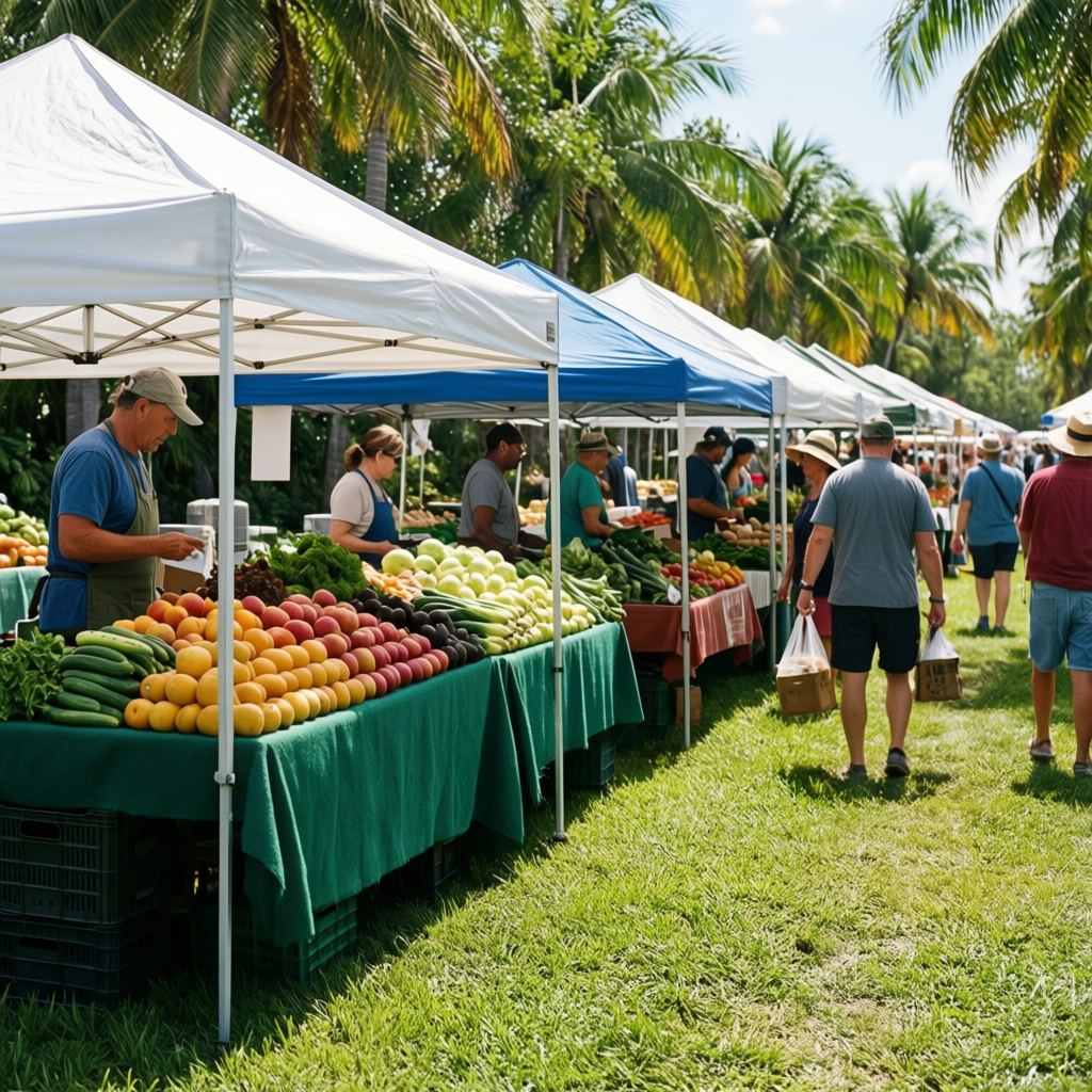 Outdoor vendor stalls at the Spring Hill Farmers Market